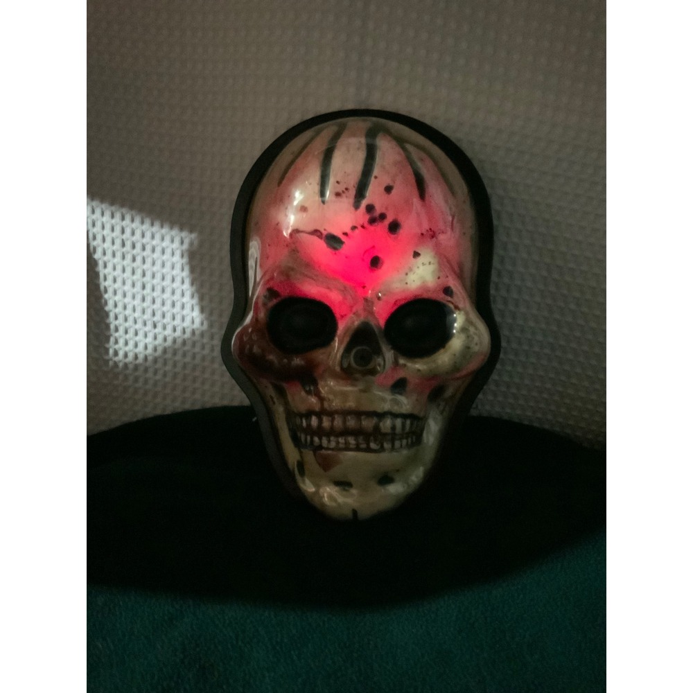 Halloween Skull Mask Audio Light Up‎ Moving Mouth Sound Effects Costume Prop